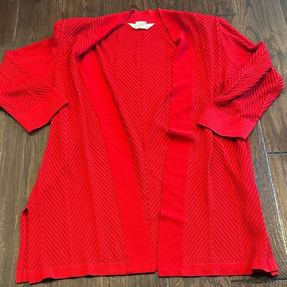 Misook Scarlet red Knit Cardigan size medium